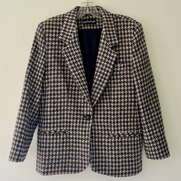 Giorgio Sant Angelo Jackets & Blazers - Vintage 70s Giorgio Saint Angelo100% Wool Houndstooth Blazer Size 6 (vintage 10)